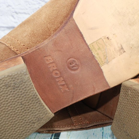 *Bronx Brown Leather Knee High Heeled Boots Size 37 - Picture 9 of 9